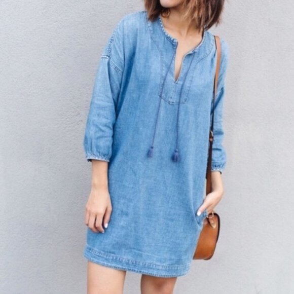 Madewell Artiste Denim Chambray Dress - Picture 1 of 4